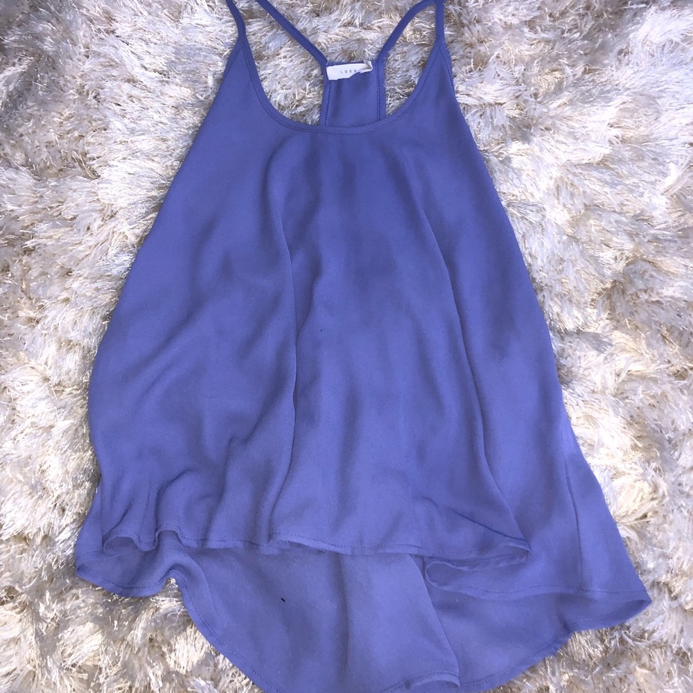 Lush periwinkle sheer top